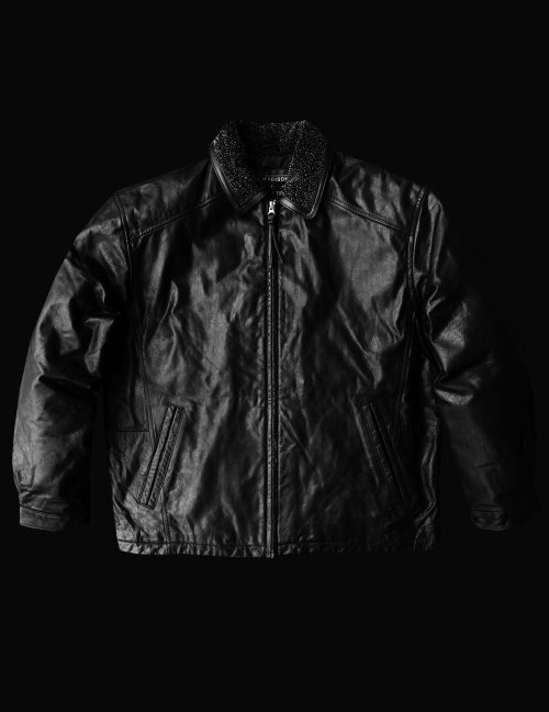 画像クリックで大きく確認できます　Click↓1: ボマー ジャケット（ブラック）M/Leather Bomber Jacket(Black)