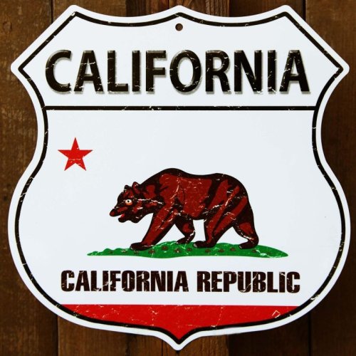 画像クリックで大きく確認できます　Click↓1: カリフォルニアリパブリック・グリズリー メタルサイン/Metal Sign