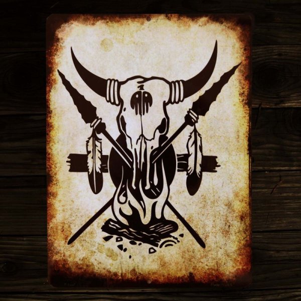 画像1: スカル メタルサイン/Metal Sign Skull