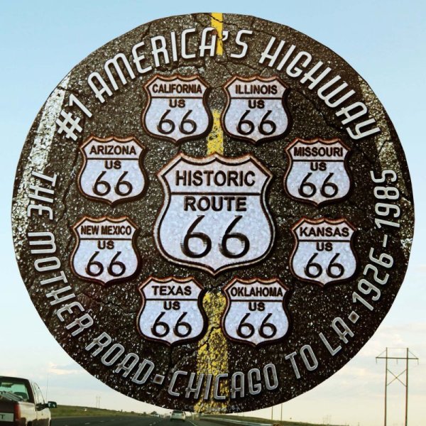 画像1: ルート66 8州 ブラックトップ メタルサイン/Metal Sign Route 66