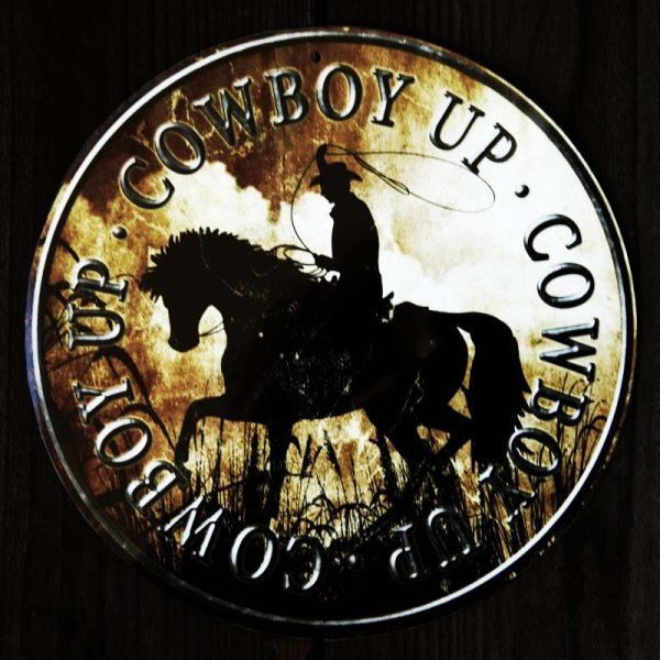 画像1: カウボーイ アップ メタルサイン/Metal Sign Cowboy Up