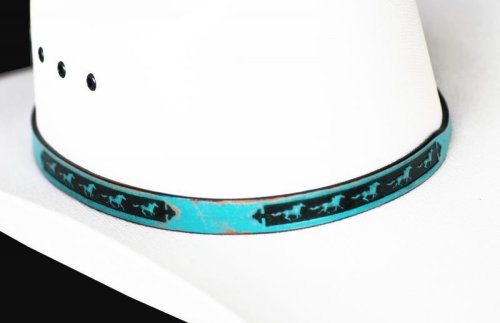 画像クリックで大きく確認できます　Click↓2: ホース レザー ハット バンド（ターコイズ）/Leather Hat Band(Horse Turquoise)