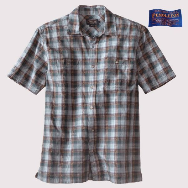 画像1: ペンドルトン バーロウ アウトドア シャツ （半袖 ・ブルー）S/Pendleton Barlow Outdoor Shirt