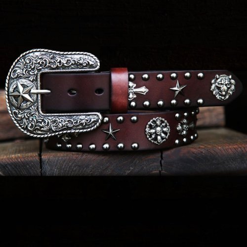 画像クリックで大きく確認できます　Click↓1: ローンスターバックル レザー ベルト（ブラウン）/Leather Belt(Brown)