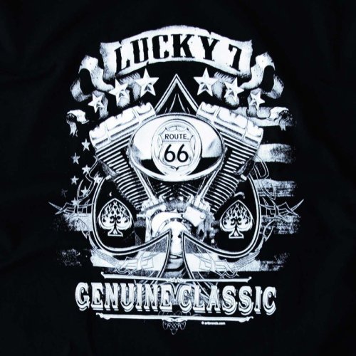 画像クリックで大きく確認できます　Click↓2: ルート66 バイカー Tシャツ（半袖ブラック・モーターサイクルエンジン）L/Route 66 T-shirt