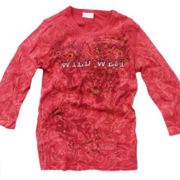 画像1: レディース ウエスタン Tシャツ カウガール/Women's Western T-shirt(Wine)