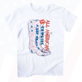 レディース ウエスタン Tシャツ スター・ブーツ ホワイト（半袖）/Women's Western T-shirt