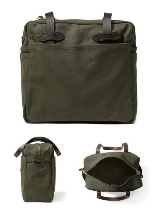 画像クリックで大きく確認できます　Click↓2: フィルソン トートバッグ（ファスナー付き/オッターグリーン）/Filson Tote Bag with Zipper(Otter Green)