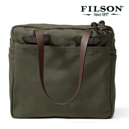 画像クリックで大きく確認できます　Click↓1: フィルソン トートバッグ（ファスナー付き/オッターグリーン）/Filson Tote Bag with Zipper(Otter Green)