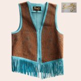 スカリー ラムレザー フリンジ ベスト（ブラウン・ターコイズ）M/Scully Fringe Vest(Women's)