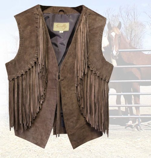 画像クリックで大きく確認できます　Click↓1: スカリー ウエスタン フリンジ ベスト（ブラウン）XS/Scully Western Fringe Vest(Women's)