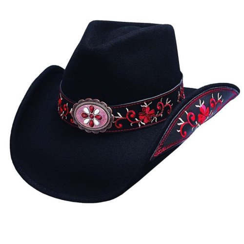 画像クリックで大きく確認できます　Click↓1: ブルハイド カウガール ウール ハット オールフォーグッド（ブラック・レッド）/Bullhide Wool Cowgirl Hat(All For Good(Black/Red)