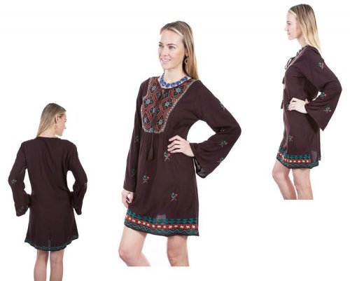 画像クリックで大きく確認できます　Click↓2: ボヘミアン トラディショナル刺繍 ワンピースS/Bohemian traditional embroidered dress(Women's)