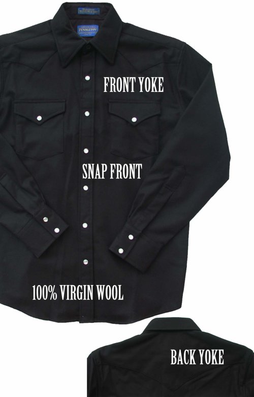 画像クリックで大きく確認できます　Click↓3: ペンドルトン ウエスタンシャツ ブラック無地/Pendleton Western Shirt(Black)