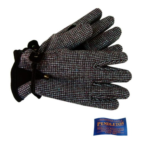 画像クリックで大きく確認できます　Click↓1: ペンドルトン ウール レザーグローブ（手袋）グレーチェックL/Pendleton Wool Gloves