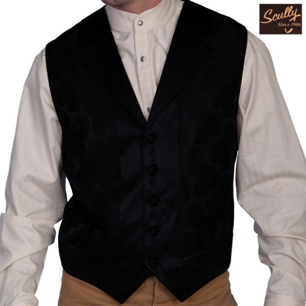 画像1: スカリー オールドウエスト ベスト（ペイズリーブラック）/Scully Old West Paisley Vest (Black)