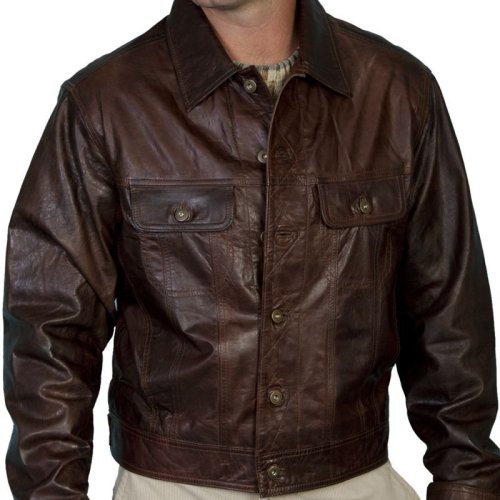 画像クリックで大きく確認できます　Click↓1: スカリー ラムレザー ジージャンスタイル ジャケットL/Scully Lambskin Jean Jacket(Chestnut)