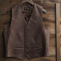 スカリー ウエスタンヨーク ラムレザー ベスト（ブラウン）/Scully Leather Vest