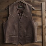 スカリー ウエスタンヨーク ラムレザー ベスト（ブラウン）/Scully Leather Vest