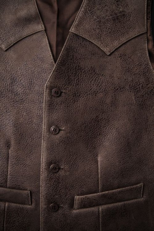 画像クリックで大きく確認できます　Click↓3: スカリー ウエスタンヨーク ラムレザー ベスト（ブラウン）/Scully Leather Vest