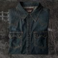 ビンテージウォッシュ ウエスタン デニム シャツ（インディゴ）L/Western Denim Shirt