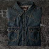 ビンテージウォッシュ ウエスタン デニム シャツ（インディゴ）L/Western Denim Shirt