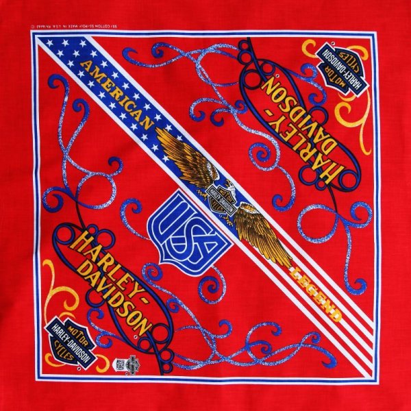 画像1: ハーレーダビッドソン バンダナ（レッド・USA）/Harley Davidson Bandana