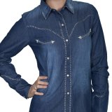 スカリー ウエスタン ウイップステッチ デニム シャツ（長袖/デニム）/Scully Long Sleeve Western Shirt(Women's)