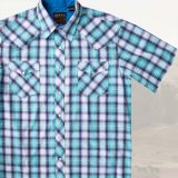 ローパー ウエスタンシャツ（ターコイズ・ホワイト・ブラウン/半袖）L/Roper Short Sleeve Western Shirt