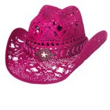 ブルハイド ウエスタン ストローハット ノーティガール（スター・フクシャピンク）/Bullhide Western Straw Hat Naughty Girl(Fuchsia)