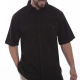 スカリー ウエスタンヨーク 半袖シャツ（ブラック無地）L/Scully Short Sleeve Western Yoke 2Pocket Shirt(Black)