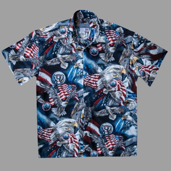 画像1: アメリカンイーグル&アメリカンフラッグ 半袖シャツ/Short Sleeve Shirt
