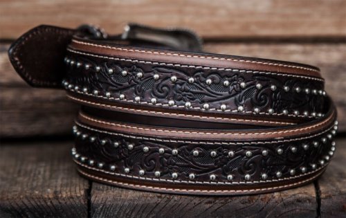 画像クリックで大きく確認できます　Click↓2: ウエスタン レザーベルト（オーバーレイダークブラウン・ブラウン）/Western Leather Belt