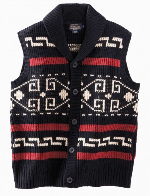 画像クリックで大きく確認できます　Click↓1: ペンドルトン ウール ベスト（ブラック・クリーム）XS/Pendleton Westerley Sweater Vest(Black/Cream)