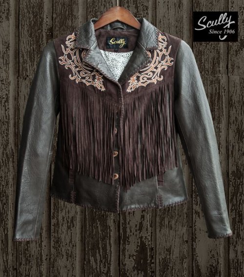 画像クリックで大きく確認できます　Click↓1: スカリー レディース フリンジ 刺繍 レザー ジャケット（ブラウン）/Scully Leather Fringe Jacket(Women's)