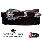 ジャスティン ブロークン アロー バッファロー ベルト（ブラウン）/Justin Broken Arrow Amercan Bison Belt(Brown)