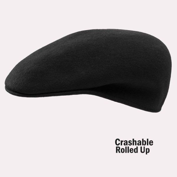 画像1: ハンチングキャップ・クラッシャブル&ロールアップ ウール カフリーハット（ブラック）/Cuffley Hat(Black)