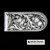 モンタナシルバースミス アンティークシルバー シェリダンワイルドローズ マネークリップ/Montana Silversmiths Antiqued Sheridan Rose Money Clip