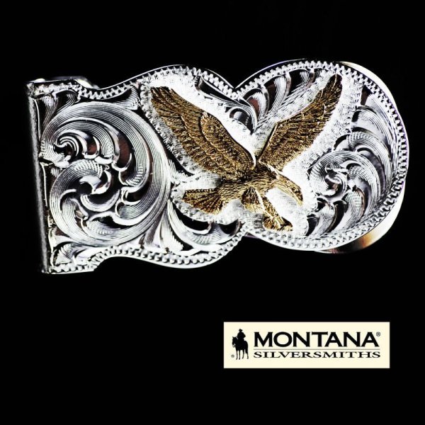 画像1: モンタナシルバースミス アメリカンイーグル マネークリップ（シルバー・ゴールド）/Montana Silversmiths Eagle Scalloped Money Clip