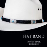 ブラックホースヘアー&5シルバー・ターコイズコンチョ ハット バンド/Horse Hair w/Conchos Hat Band(Black)