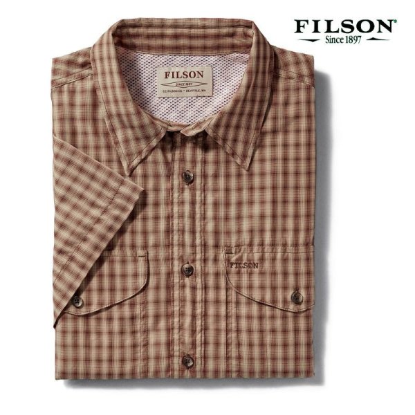 画像1: フィルソン 半袖 シャツ（ブリック・タンプラッド）XS/Filson Twin Lakes Short Sleeve Sport Shirt(Brick/Tan Plaid)