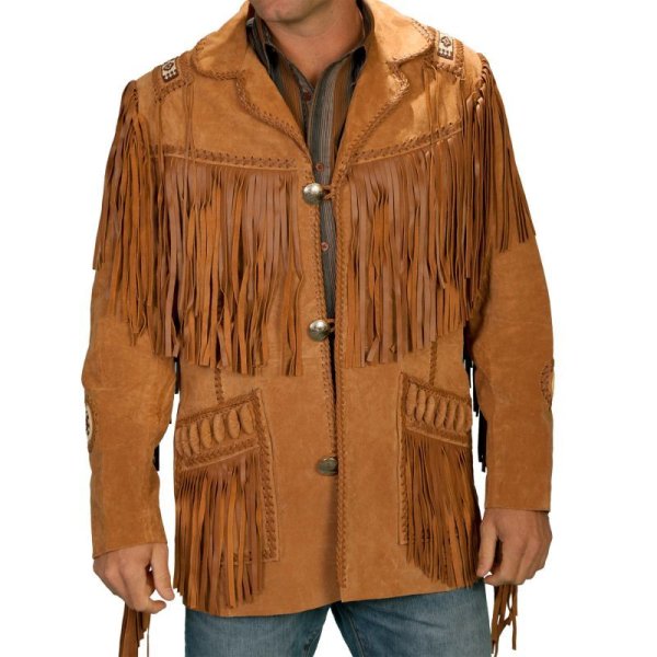 画像1: ウエスタン レザーフリンジジャケット（ブラウン）/Western Leather Fringe Jacket