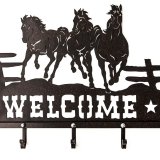 ランニングホース&スター ウエスタン ウェルカム ハンガー（ラストブラウン）/Metal Welcome Horse Welcome Hanger