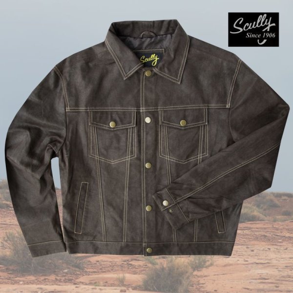 画像1: スカリー レザー ジージャンスタイル ジャケット（ダークブラウン）S/Scully Leather Jean Jacket(Dark Brown)