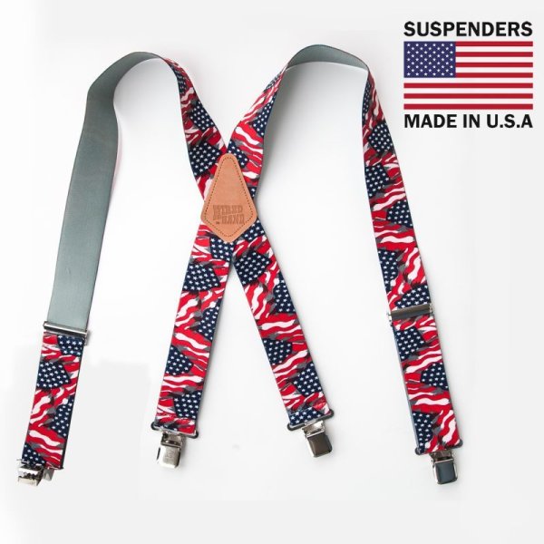 画像1: サスペンダー クリップ式（アメリカンフラッグ）/M&F Western Products Clip Suspenders(Red/White/Blue)