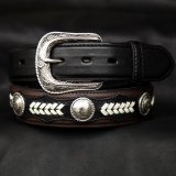 ノコナ ツートン コンチョ ウエスタン ベルト（ブラウン・ブラック）/Nocona Hired Hand Western Belt(Brown/Black)