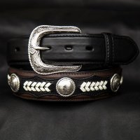 ノコナ ツートン コンチョ ウエスタン ベルト（ブラウン・ブラック）/Nocona Hired Hand Western Belt(Brown/Black)