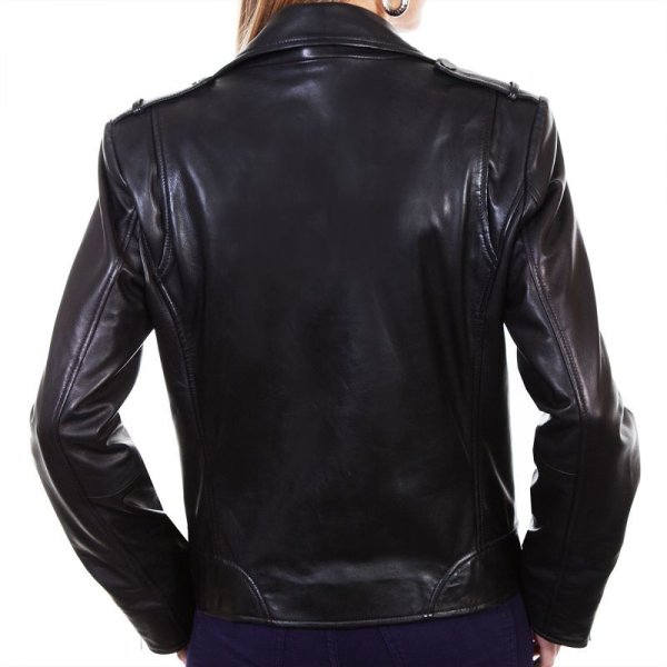 画像3: スカリー レディース ラムレザー モーターサイクル ジャケット（ブラック）/Scully Soft Touch Lamb Motorcycle Jacket(Black)