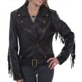 スカリー レディース ラムレザー フリンジ モーターサイクル ジャケット（ブラック）M/Scully Soft Touch Lamb Fringe Motorcycle Jacket(Black)