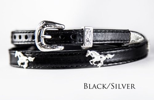 画像クリックで大きく確認できます　Click↓3: ハット バンド ランニング ホース（ブラック）/Hat Band Leather w/Running Horses(Black)